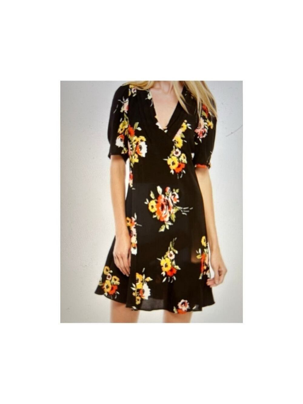 NWT Free People Neon Garden Mini Dress Black Floral Size 2 (Fits 4)